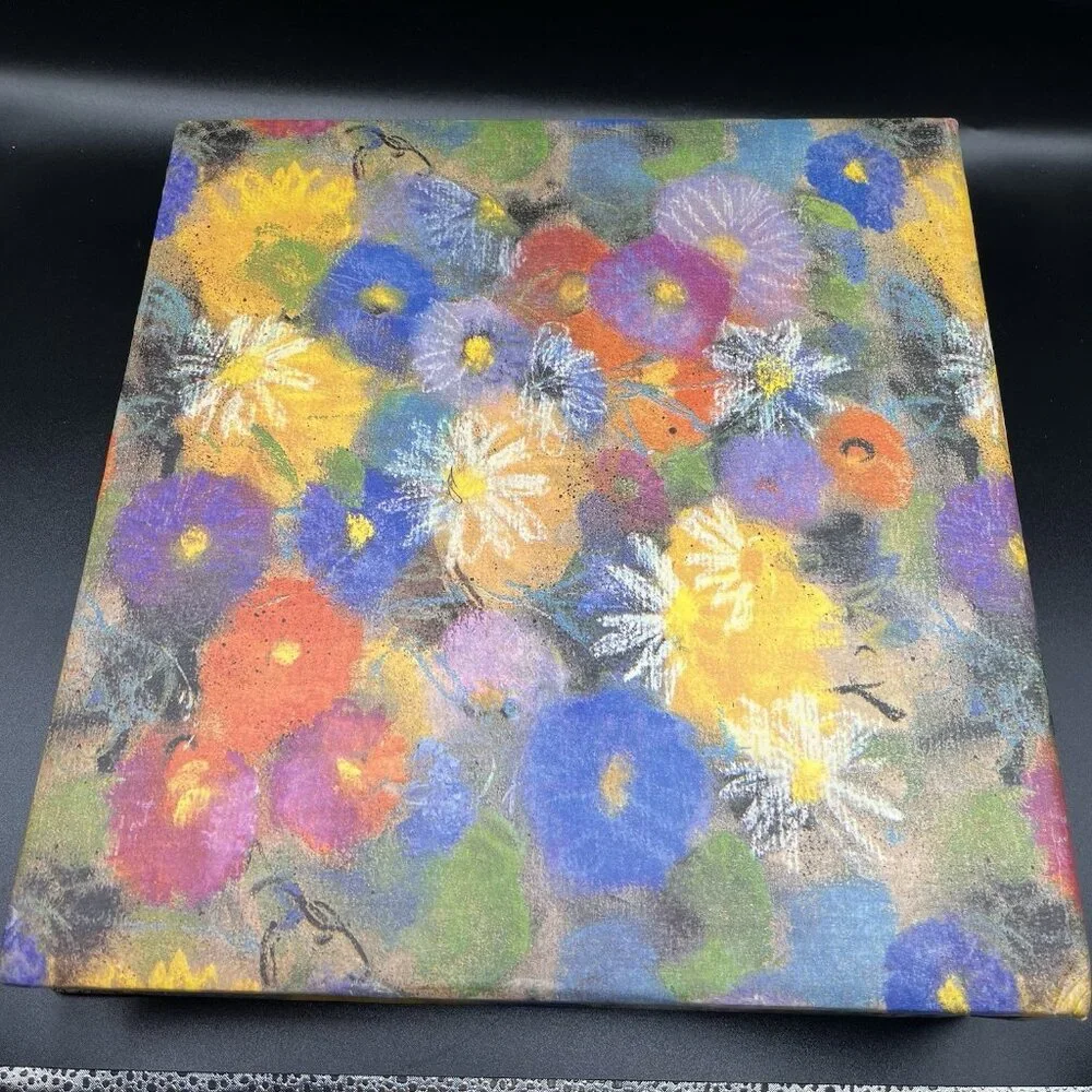 Vintage Impressionist Floral Scrapbook Album Colorful Retro Flower Power Photo
